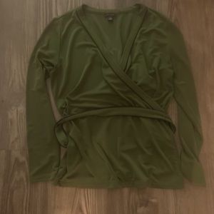 Ann Taylor hunter green wrap blouse